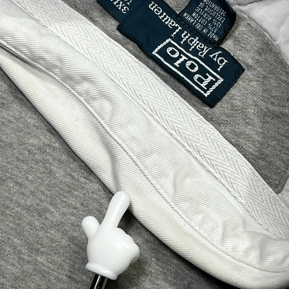 Vintage Polo Ralph Lauren Rugby Shirt Mens 3XLT Gray Elbow Shoulder Pads Preppy